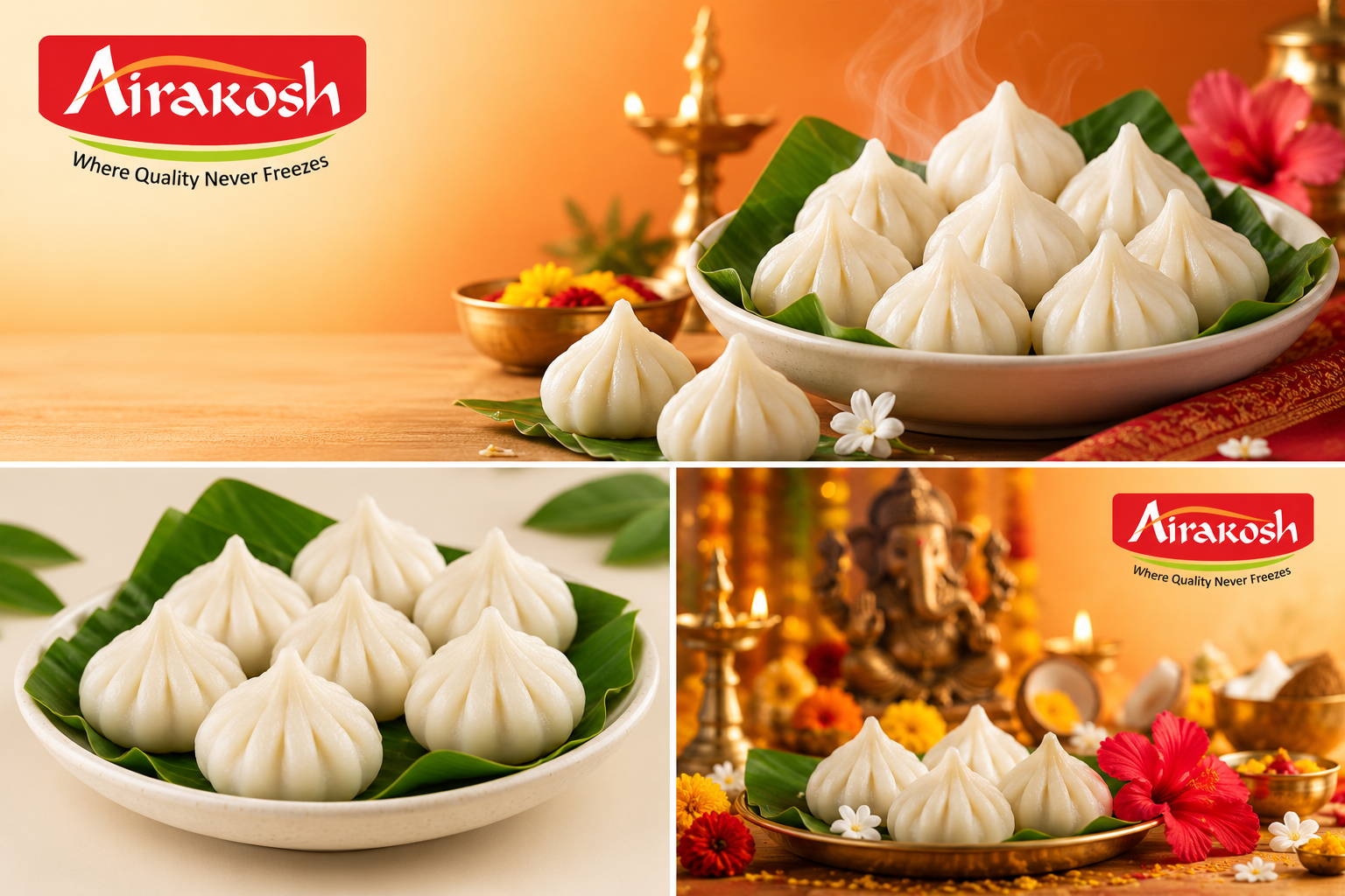 Supplied Airakosh collection of white Ukadiche Modak photographs